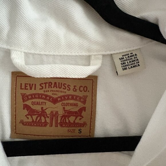 Levis Women S White Denim Casual Slim Button Front Original Trucker Jean Jacket - Picture 9 of 13